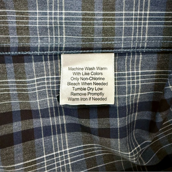 Joseph Abboud Dress Shirt Blue and Gray Plaid - Picture 6 of 7